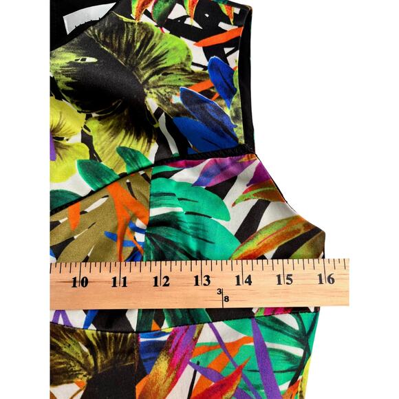 MILLY Tropical Print Sheath Dress Multi colored Floral Bodycon Dress Sz 4 - Picture 6 of 12